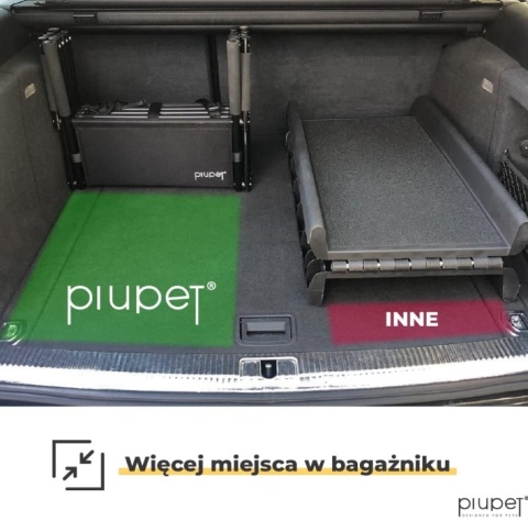 PiuPet® Składana Rampa Samochodowa Schodki dla Psa - Rury Stalowe - Wzmocnione PVC - do 80 kg (Zestaw z Torbą)