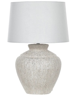 Beliani Lampa stołowa CAINE jasnobeżowa ceramiczna z kloszem 60 cm