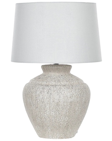 Beliani Lampa stołowa CAINE jasnobeżowa ceramiczna z kloszem 60 cm