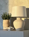 Beliani Lampa stołowa CAINE jasnobeżowa ceramiczna z kloszem 60 cm