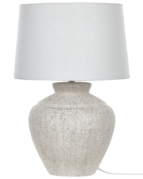 Beliani Lampa stołowa CAINE jasnobeżowa ceramiczna z kloszem 60 cm