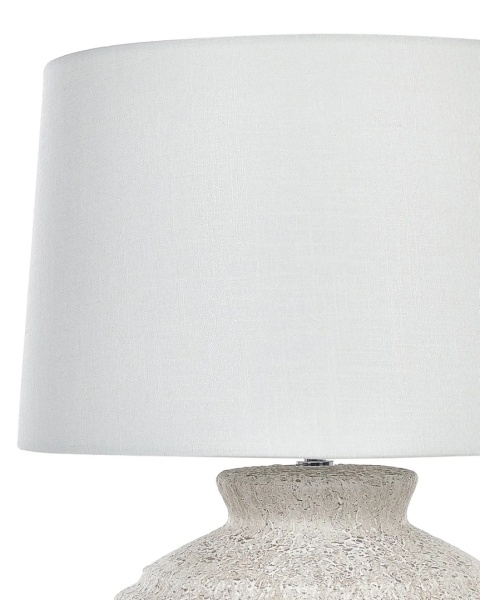 Beliani Lampa stołowa CAINE jasnobeżowa ceramiczna z kloszem 60 cm