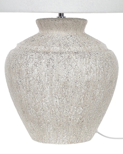 Beliani Lampa stołowa CAINE jasnobeżowa ceramiczna z kloszem 60 cm