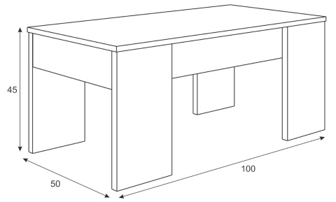 Möbelcenter Podnoszony Stolik Kawowy z Funkcją Schowka - Biały Artik / Dąb Kanadyjski - 100 x 50 cm