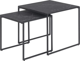 AC Design Furniture Ingelise zestaw 2 stolików kawowych czarny marmur kwadratowe