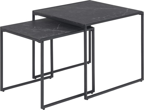 AC Design Furniture Ingelise zestaw 2 stolików kawowych czarny marmur kwadratowe