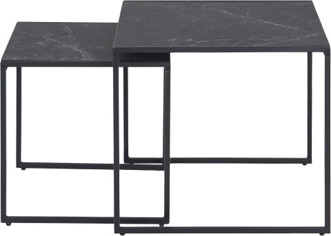 AC Design Furniture Ingelise zestaw 2 stolików kawowych czarny marmur kwadratowe
