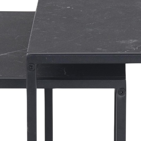 AC Design Furniture Ingelise zestaw 2 stolików kawowych czarny marmur kwadratowe