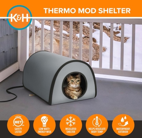K&H Pet Products Thermo Mod Kitty Shelter - Ogrzewany i Izolowany Domek dla Kota na Zewnątrz - Mata 25W
