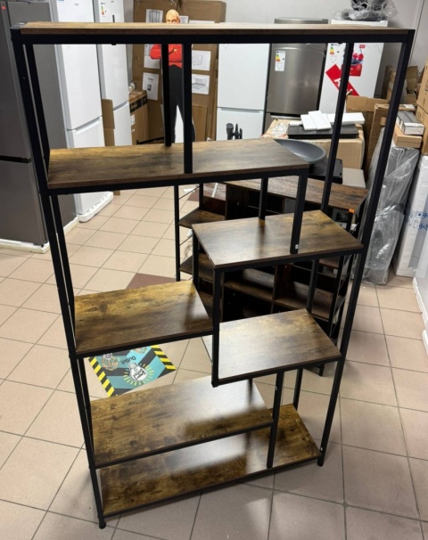 Regał Industrialny Loft – Rustykalny Brąz | Asymetryczny | 100x180x30 cm | Metalowa Rama