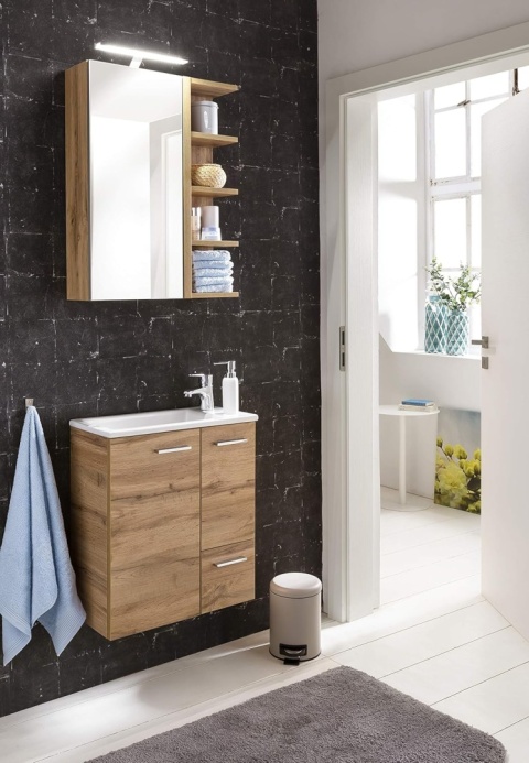 Schildmeyer Matteo szafka pod umywalkę 50 cm dąb wiejski wisząca z ceramiczną umywalką