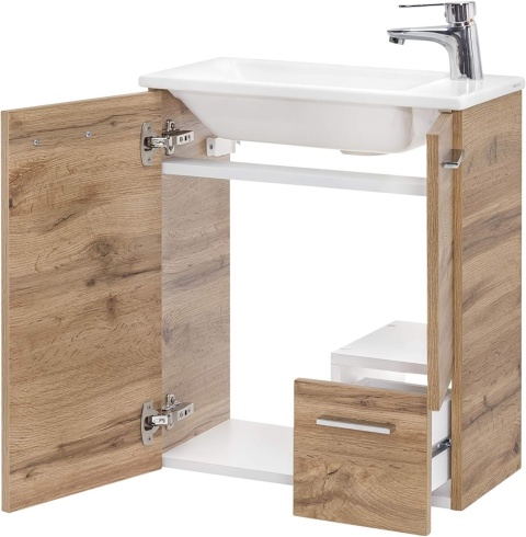 Schildmeyer Matteo szafka pod umywalkę 50 cm dąb wiejski wisząca z ceramiczną umywalką