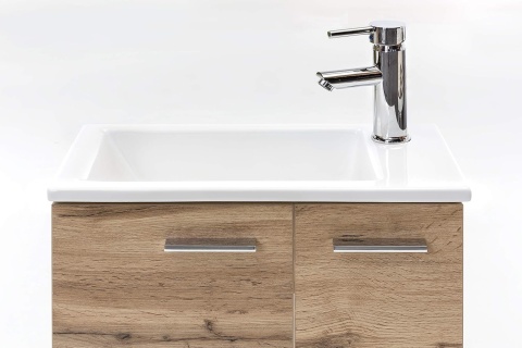 Schildmeyer Matteo szafka pod umywalkę 50 cm dąb wiejski wisząca z ceramiczną umywalką