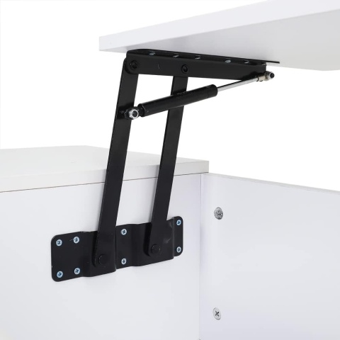 Stolik kawowy INMOZATA Lift Up Top biały 110 cm z podnoszonym blatem i schowkiem