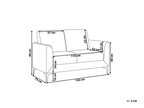 Beliani FENES sofa 2-osobowa szara tapicerowana retro do salonu