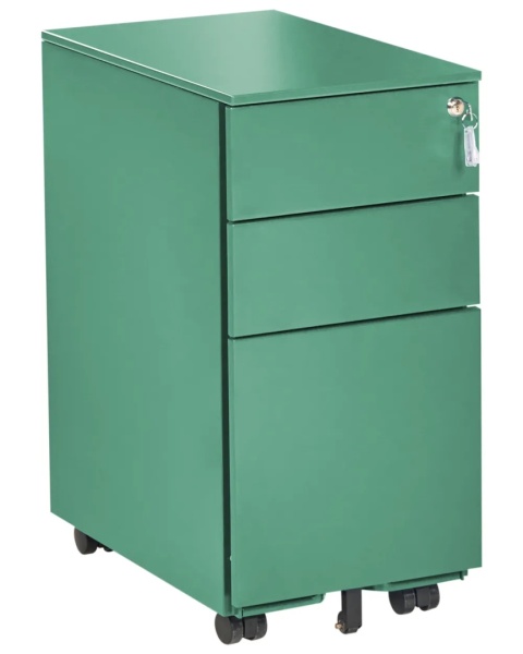 Beliani Szafka biurowa BOLSENA Metal Zielona z 3 szufladami na klucz 60 cm