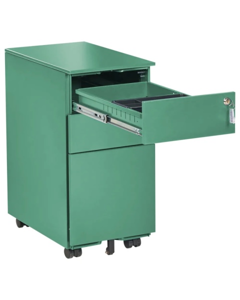 Beliani Szafka biurowa BOLSENA Metal Zielona z 3 szufladami na klucz 60 cm