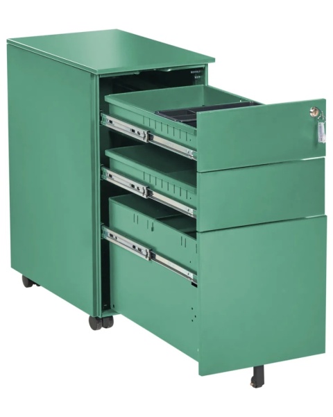 Beliani Szafka biurowa BOLSENA Metal Zielona z 3 szufladami na klucz 60 cm