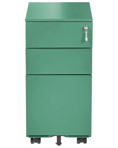 Beliani Szafka biurowa BOLSENA Metal Zielona z 3 szufladami na klucz 60 cm
