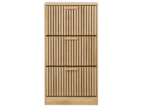 Beliani Szafka na buty LYNWOOD Jasnobrązowa 60 x 24 x 113 cm z żebrowanymi frontami do 12 par butów