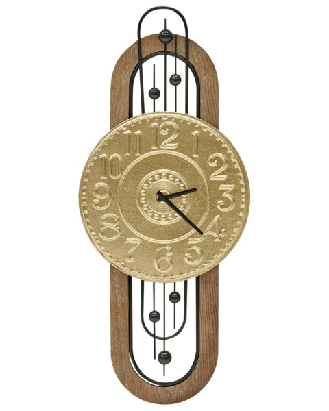 Beliani Zegar ścienny NOBELIUM złoty metalowy retro vintage 83 cm