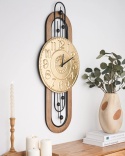 Beliani Zegar ścienny NOBELIUM złoty metalowy retro vintage 83 cm