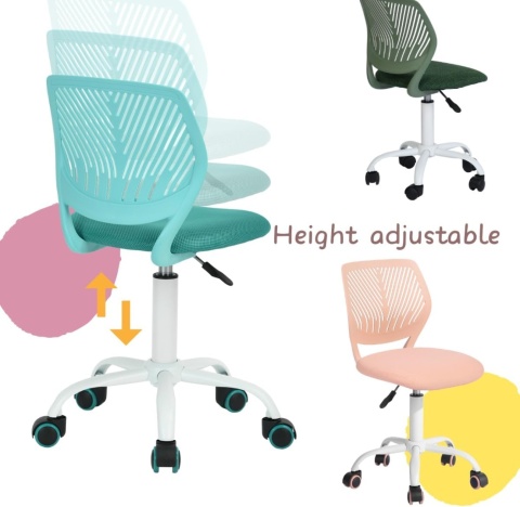 FurnitureR Macaron Krzesło Obrotowe do Biurka – Ergonomiczne Ażurowe Oparcie – Regulacja Wysokości – Stabilna Podstawa do 130 kg