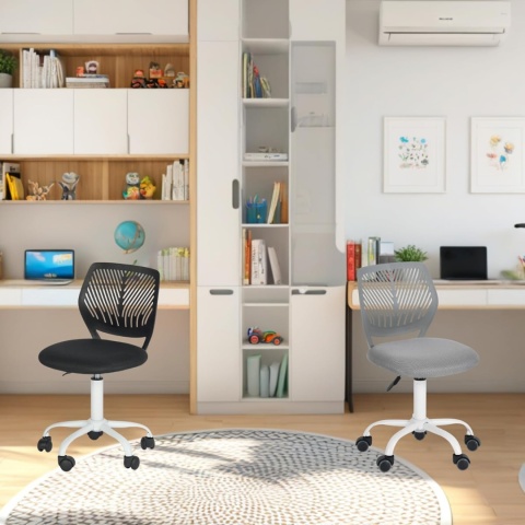 FurnitureR Macaron Krzesło Obrotowe do Biurka – Ergonomiczne Ażurowe Oparcie – Regulacja Wysokości – Stabilna Podstawa do 130 kg