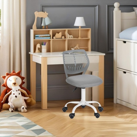 FurnitureR Macaron Krzesło Obrotowe do Biurka – Ergonomiczne Ażurowe Oparcie – Regulacja Wysokości – Stabilna Podstawa do 130 kg