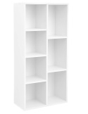 VASAGLE Nowoczesny Regał na Książki i Płyty - 7 Otwartych Przegródek - Wolnostojący - Biały Mat - 50 x 24 x 106 cm