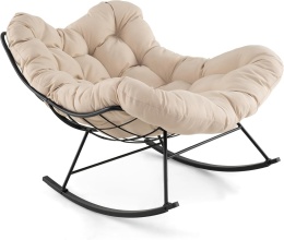 Costway Fotel Bujany Ogrodowy XXL Papasan – Stabilna Metalowa Rama do 205 kg – Wodoodporny – Kremowo-Beżowy