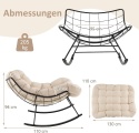 Costway Fotel Bujany Ogrodowy XXL Papasan – Stabilna Metalowa Rama do 205 kg – Wodoodporny – Kremowo-Beżowy