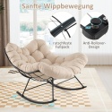 Costway Fotel Bujany Ogrodowy XXL Papasan – Stabilna Metalowa Rama do 205 kg – Wodoodporny – Kremowo-Beżowy