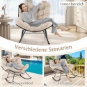 Costway Fotel Bujany Ogrodowy XXL Papasan – Stabilna Metalowa Rama do 205 kg – Wodoodporny – Kremowo-Beżowy