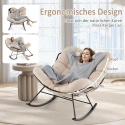 Costway Fotel Bujany Ogrodowy XXL Papasan – Stabilna Metalowa Rama do 205 kg – Wodoodporny – Kremowo-Beżowy