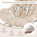 Costway Fotel Bujany Ogrodowy XXL Papasan – Stabilna Metalowa Rama do 205 kg – Wodoodporny – Kremowo-Beżowy