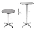 Bakaji Aluminiowy Stolik Barowy i Bistro 2w1 – Regulowana Wysokość 70-110 cm – ze Stali Nierdzewnej Ø 60 cm – Outdoor / Indoor