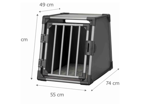 Trixie T39336 – Aluminiowa Klatka Transportowa do Samochodu – Transporter dla Psa Rozmiar M – Czarno-Szary – 55 × 61 × 74 cm