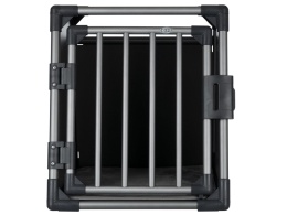 Trixie T39336 – Aluminiowa Klatka Transportowa do Samochodu – Transporter dla Psa Rozmiar M – Czarno-Szary – 55 × 61 × 74 cm