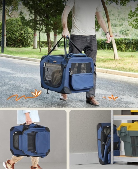 Feandrea Transporter i Kojec Turystyczny dla Psa i Kota – Rozmiar L – Metalowy Stelaż i Tkanina Oxford – 60 x 42 x 42 cm