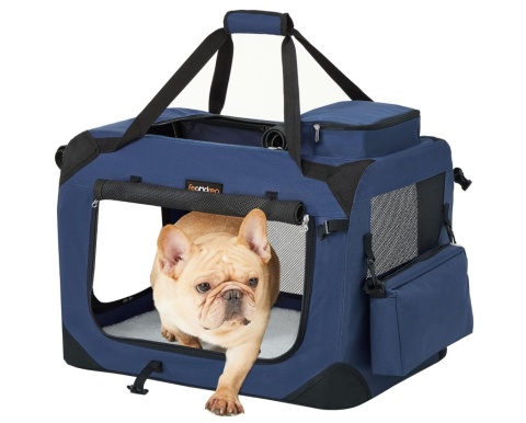 Feandrea Transporter i Kojec Turystyczny dla Psa i Kota – Rozmiar L – Metalowy Stelaż i Tkanina Oxford – 60 x 42 x 42 cm