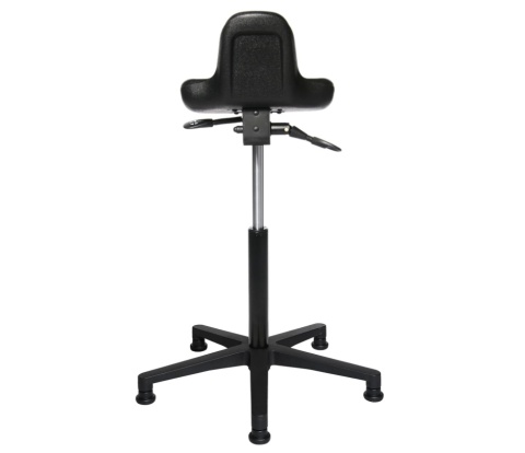 Topstar – Ergonomiczne Krzesło do Pracy Stojącej – Hoker Biurowy z Pianki PU – Regulacja Wysokości i Nachylenia – Czarny