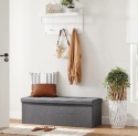 Songmics LSF77K – Składana Ławka i Pufa ze Schowkiem XXL – Skrzynia 120L – Udźwig do 300 kg – (Imitacja Lnu) – 110 x 38 x 38 cm