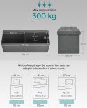 Songmics LSF77K – Składana Ławka i Pufa ze Schowkiem XXL – Skrzynia 120L – Udźwig do 300 kg – (Imitacja Lnu) – 110 x 38 x 38 cm