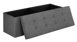 Songmics LSF77K – Składana Ławka i Pufa ze Schowkiem XXL – Skrzynia 120L – Udźwig do 300 kg – (Imitacja Lnu) – 110 x 38 x 38 cm