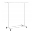 Songmics HSR013W01 – Wytrzymały Wieszak na Kółkach – Rozsuwany Drążek 92-132 cm – Chromowany Metal – Nośność do 90 kg