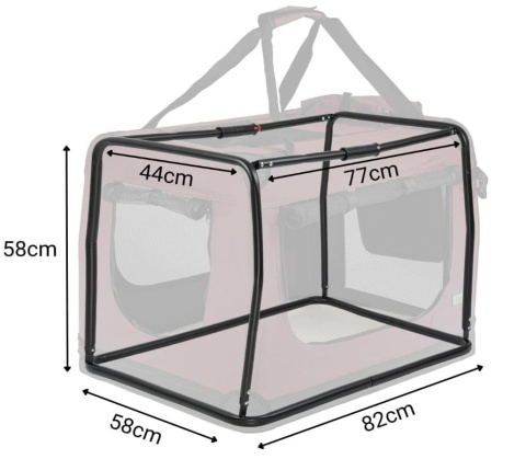 Lionto – Składany Transporter i Kojec dla Psa i Kota – Rozmiar XXL do 18 kg – Stelaż i Poduszka – Bordowy – 82 x 58 x 58 cm