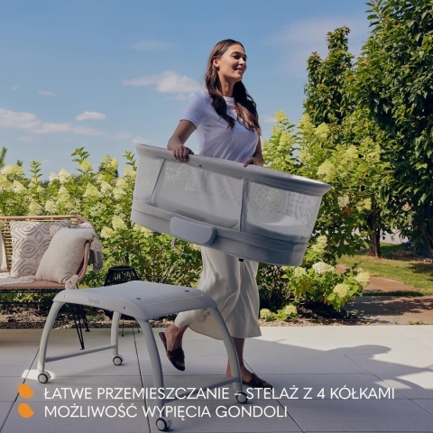 Lionelo Coral 3w1 – Inteligentne Łóżeczko Dziecięce, Automatyczna Kołyska i Waga Niemowlęca – Pilot, Materac T25 i Moskitiera –