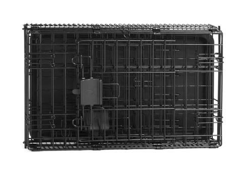Amazon Basics – Wytrzymała Metalowa Klatka Kennelowa dla Małego Psa – Podwójne Drzwi – Czarna – 56 x 33 x 41 cm