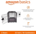 Amazon Basics – Wytrzymała Metalowa Klatka Kennelowa dla Małego Psa – Podwójne Drzwi – Czarna – 56 x 33 x 41 cm